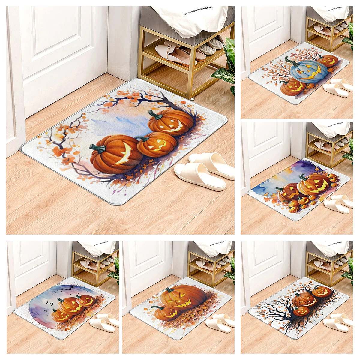 House entrance carpet Home door mat Living Room Bath Foot bathroom non-slip water absorption rugs bath Halloween Autumn Pumpkin