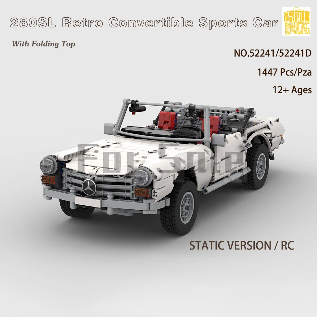 

Moc 52241 280SL Retro Convertible Sports Car With Folding Top Model With PDF Drawings Building Blocks Bricks Christmas Gifts