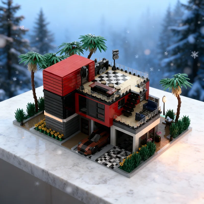 

4119 деталей MOC Современный кастомный дом 2 High Tech NO City Model Building Blocks Креативный подарок для демонстрации, коллекционный декор, премиум-класс для детей