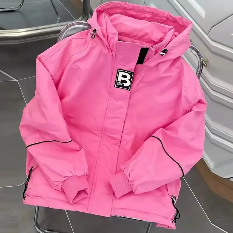 Chaqueta cortavientos con capucha para mujer, ropa deportiva, abrigos de gran tamaño, moda coreana, cárdigan de manga larga, Tops de primavera y