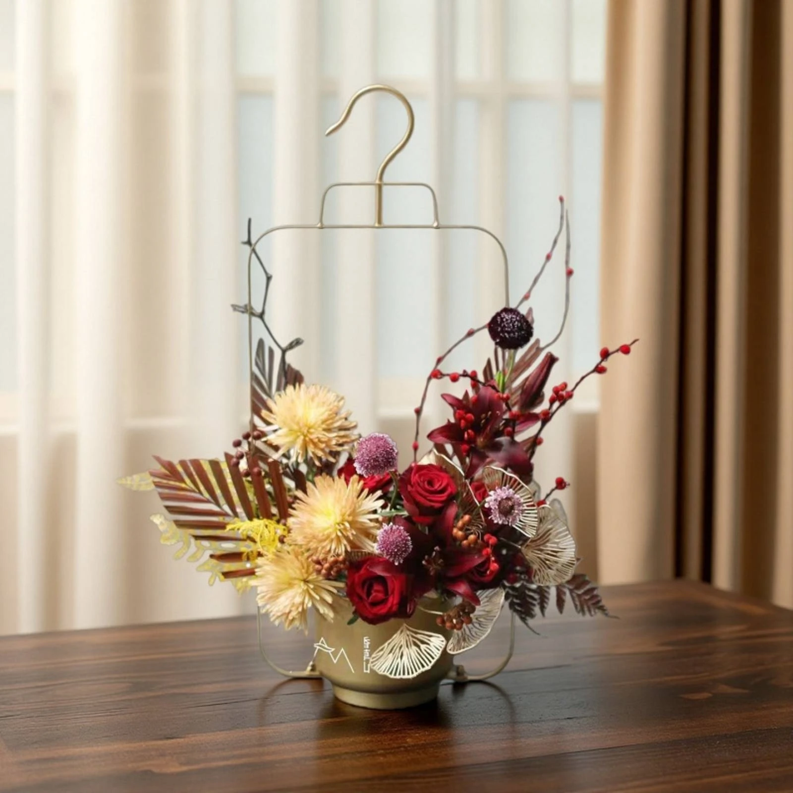 Gold Hanging Flower Pot New Chinese Design Hanging Flower Planter Metal Planter Planter Multi Purpose Home Decor Rust Resistant