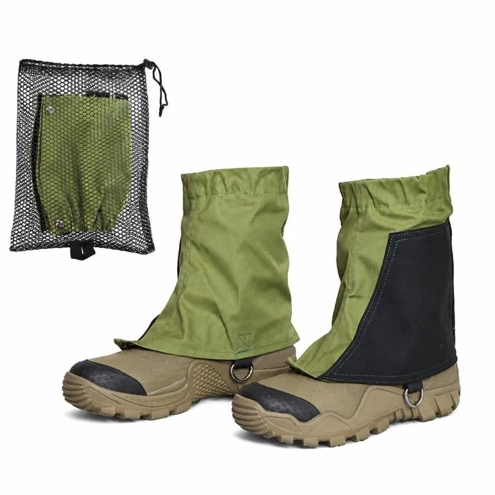 Easy Fasten Canvas Gaiter Covers Water Resistant Adjustable Strap Hiking Gaiters Dust Proof Ankle Gaiters Outdoor Hiking