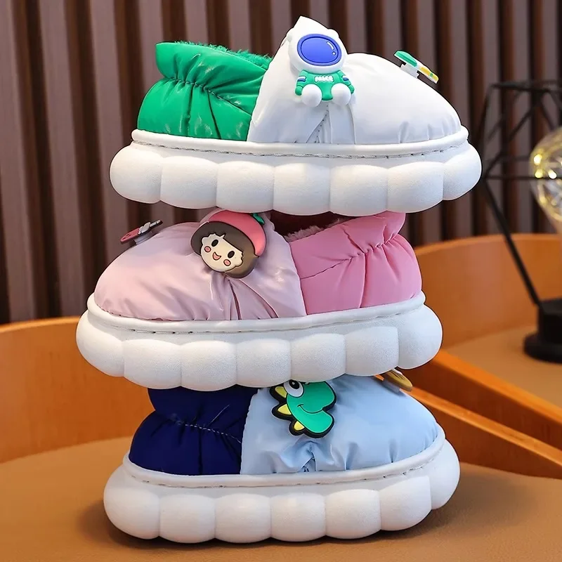

2025 Children's Cotton Slippers for Girls in Winter 2024 New Anti Slip and Waterproof for Boys Cute Baby Fur Slippers for Winter