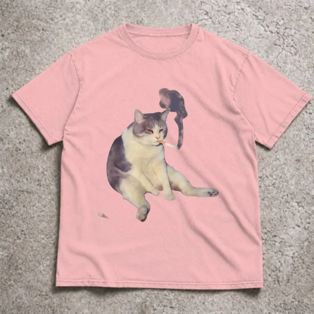 Niedliches Lustiges Katzen-Grafik-T-Shirt für Männer & Frauen 2026 Witziges Katzen-Meme Kurzarm-Shirt Mode Harajuku Kawaii T-Shirt Y2K Kleidung – Detail 7