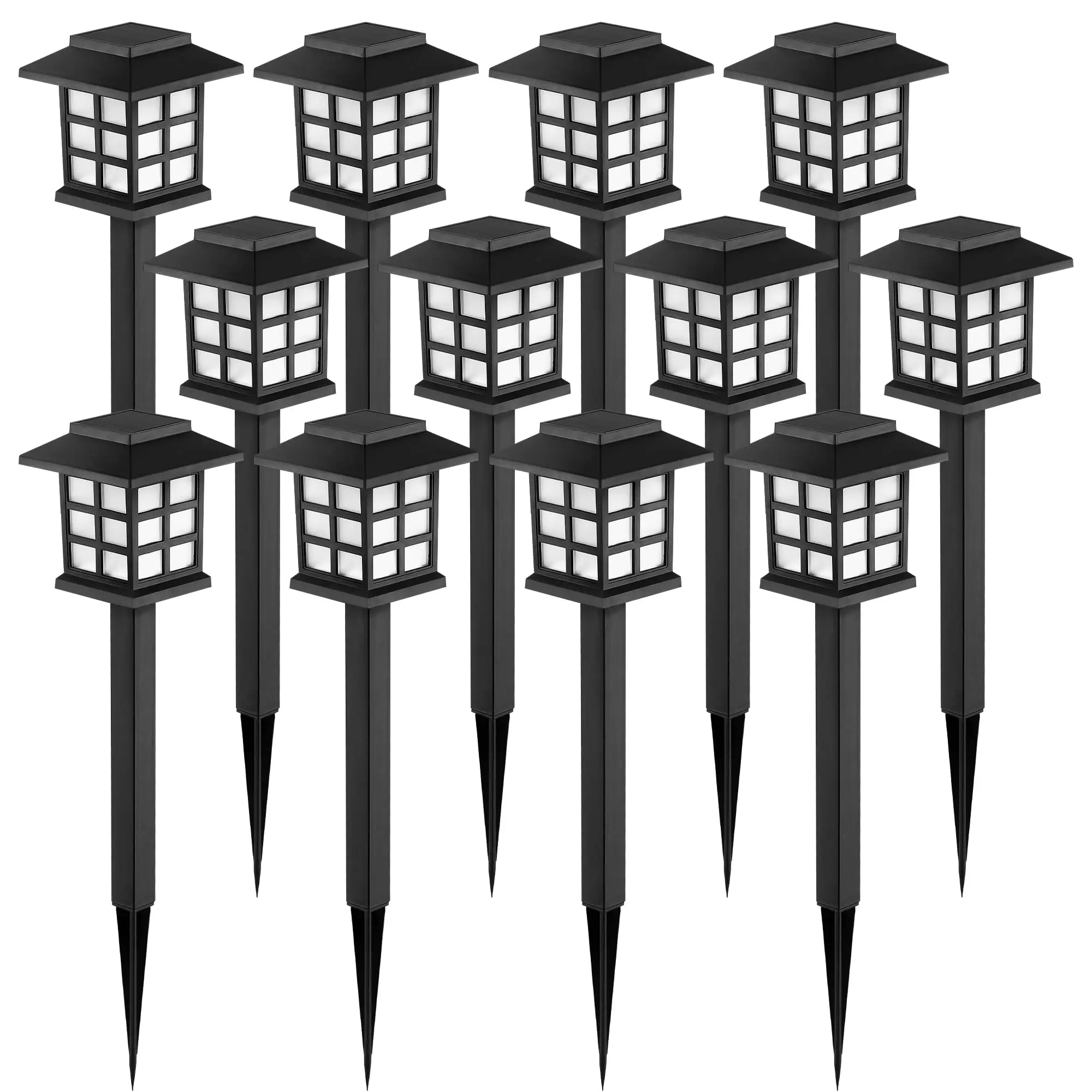 

2-12 Pack LED Solar Lights Pathway Sunlight Waterproof Outdoor Solar Walkway Lights Garden Landscape Path Yard Patio Driveway