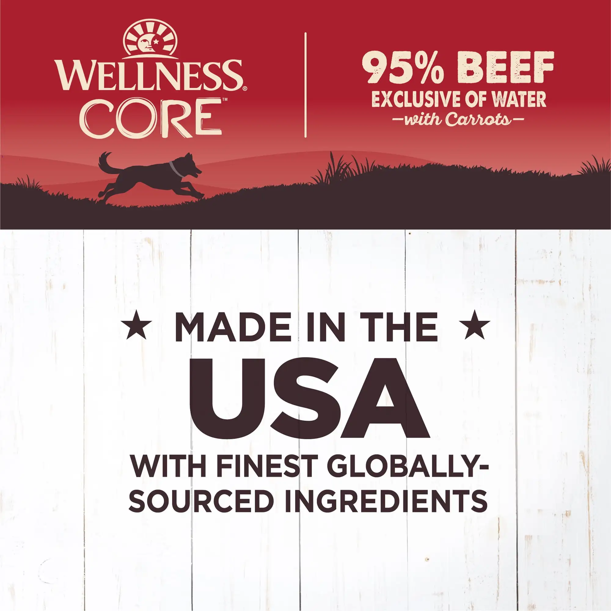 Wellness CORE Cibo per cani in scatola naturale al 95% senza cereali bagnati, manzo e carote, lattina da 12,5 once (confezione da 12)