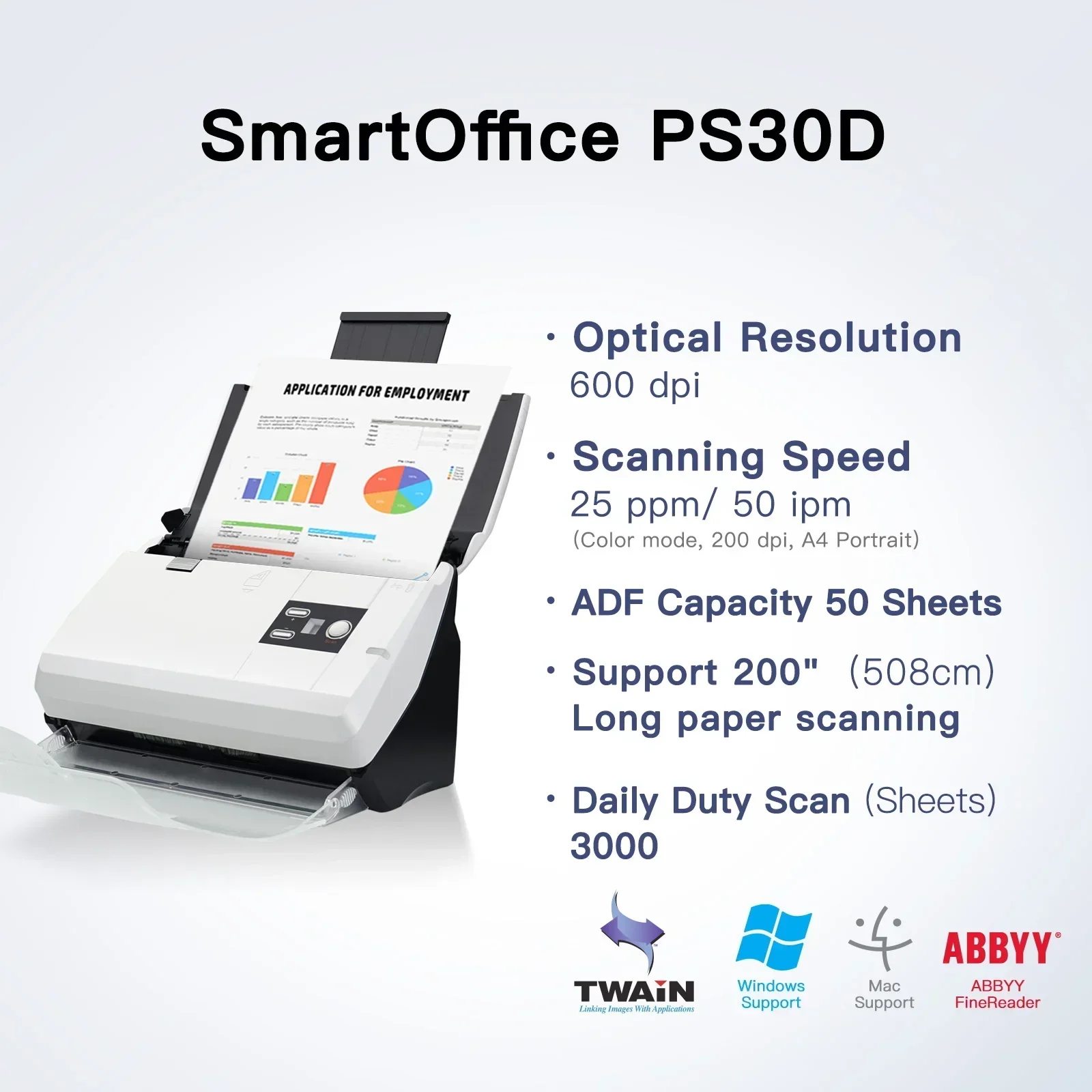 2025Document Scanner - Desktop High Speed Duplex Color Scanner , A4 / A3 Scanner OCR include