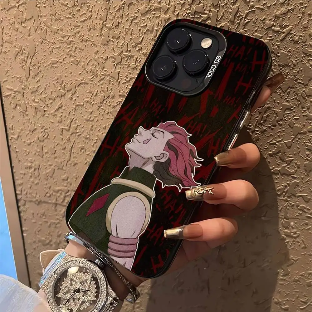 حافظة هاتف أنيمي H-Hisoka M-Morow لهواتف iPhone 17,16,15,14,13,12,X,8,Pro,Max,Plus,E,SE4,Air,Mini IMD أسود غير لامع