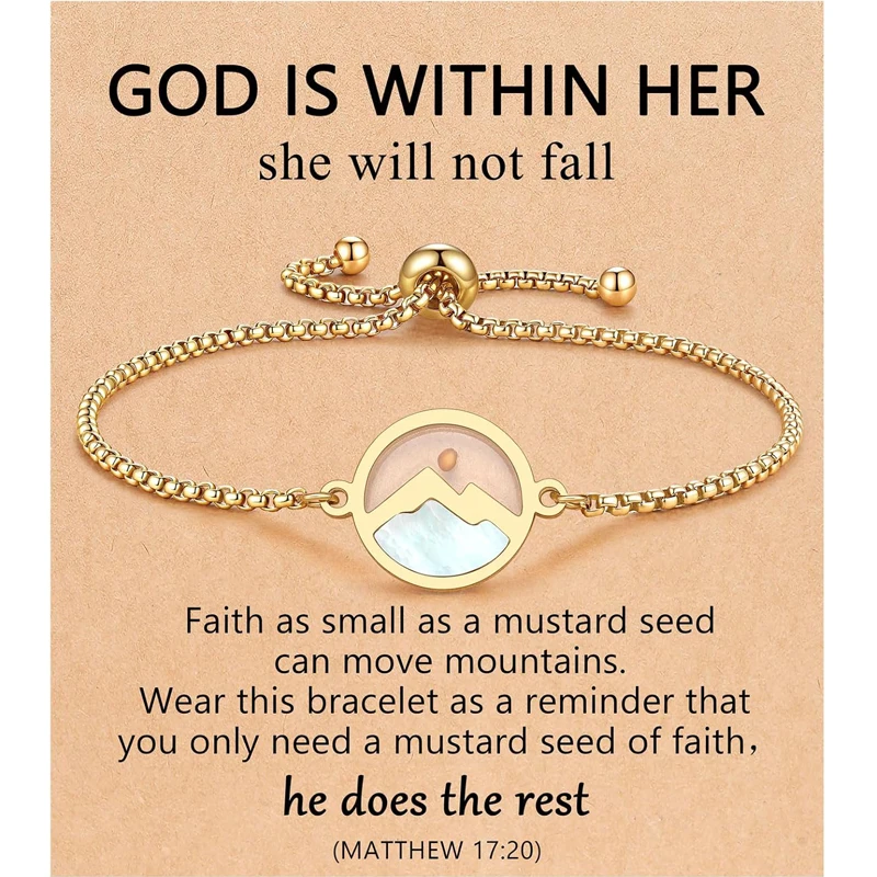 Silber/Gold Move Mountains-Senf-Samen-Armband, christliche Ostern, Weihnachten, Geburtstag, Geschenke für Frauen