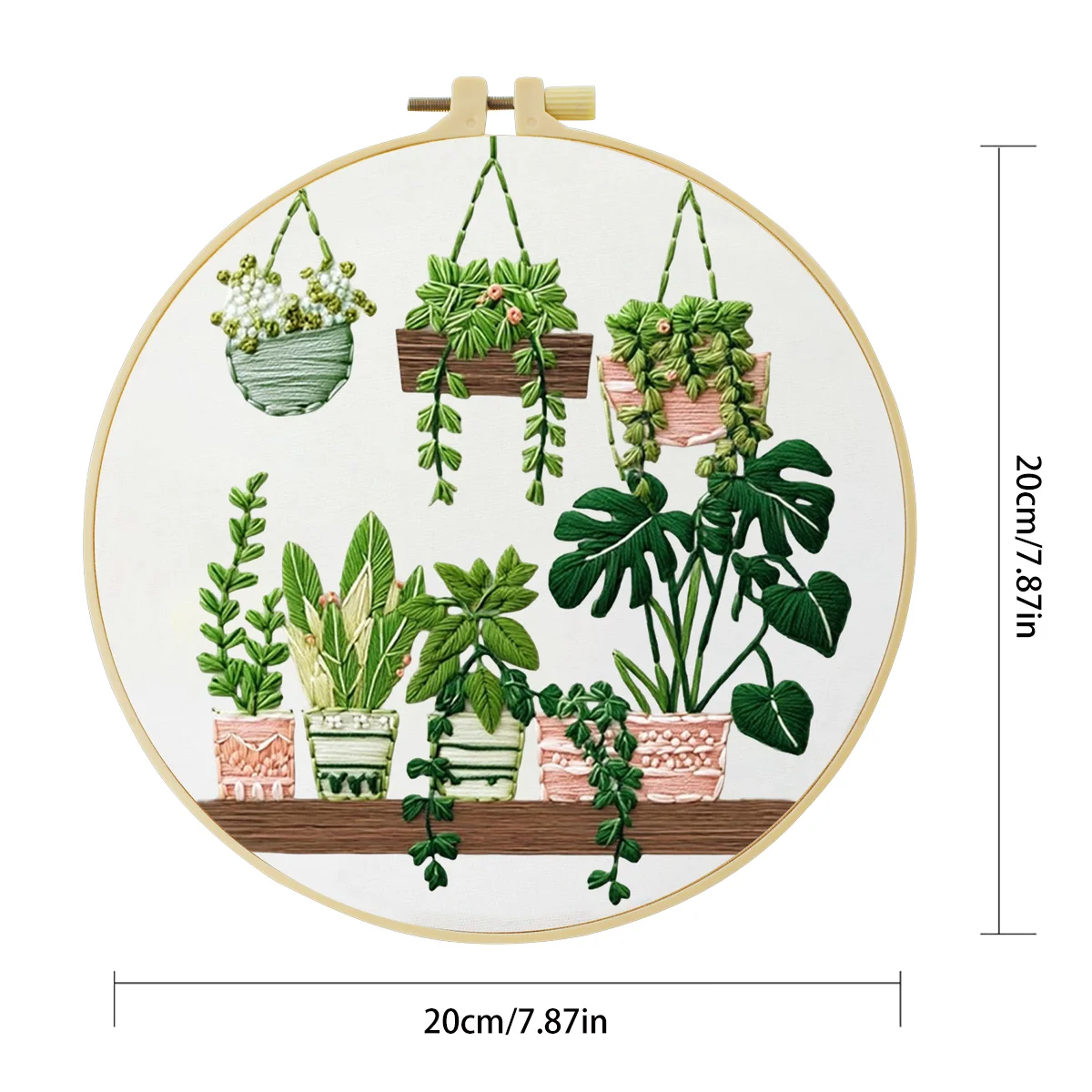 1 Stück 20X20CM/15X15CM 7,87/6,3 Zoll Hängekorb Stickerei Starter-Kit DIY-Kit DIY-Stickerei-Set Handarbeiten Heimdekoration – Detail 3