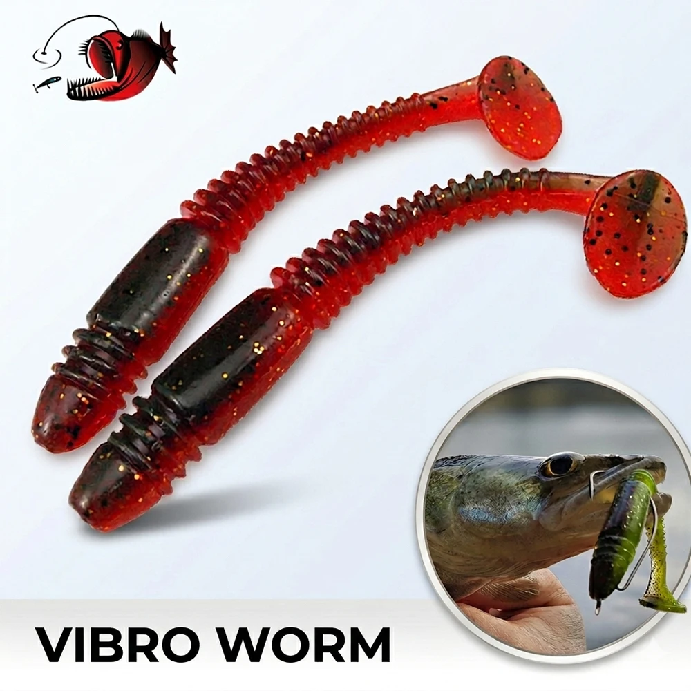 

ESFISHING Fishing silicone Bait Vibro Worm 100mm Soft Lures for Trout Bass Pike swimbait pesca peche