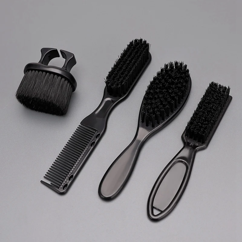 4 PCS Shaving Brushes, Handle Shaving Brushes, Black Luxury Professional Hair Salon Tool For Men