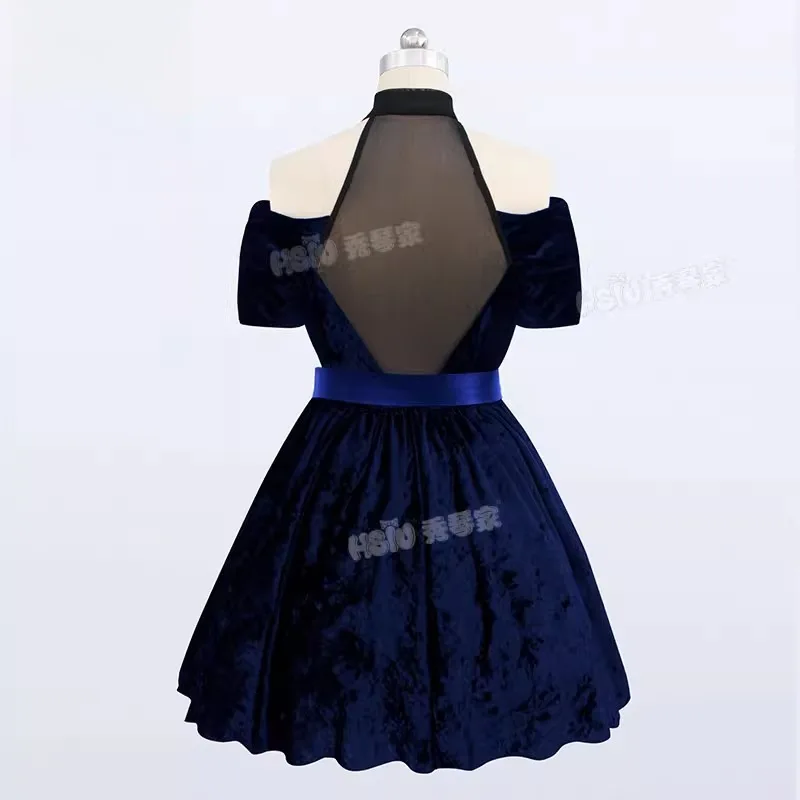 Anime Alien stage Mizi Cosplay Costume Stage Velvet Dress Pink Gradient Blue Purple Long Wig Suit for Women Roleplay Outfits