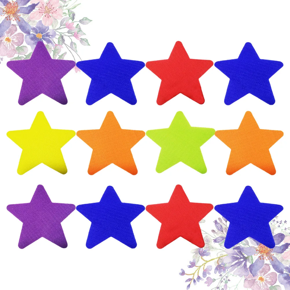 

12pcs Colorful Star Carpet Stickers Markers Kids Education Seat Labels Nylon Easy Stick Removable Classroom Home Use