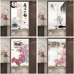 Chinese Landscape Painting Door Curtain Partition Home Decor Curtain for Bedroom Free Hanging Curtain for Kitchen Living Room