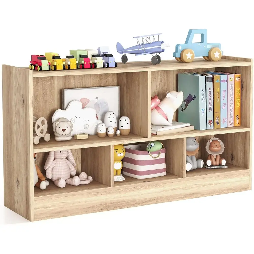 

Natural Wooden 5-Cube Bookcase Storage Organizer for Kids, Ideal for Books, Toys, and More in Playrooms, Classrooms, and Bedroom