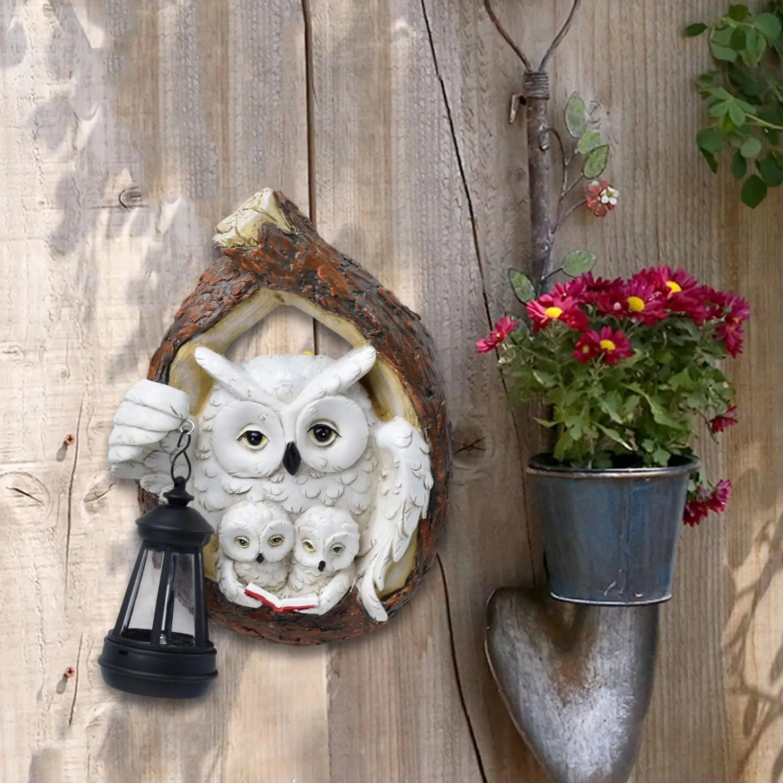 

Owl Family Tree Hugger with Solar Lights Figurine Light for Yard Courtyard