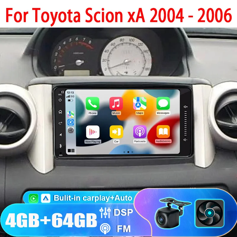 

Car Radio 7'' For Toyota Scion xA 2004 - 2006 Wireless Apple Carplay Android Auto Stereo Head Unit FM BT 4GB+64GB Rear Camera