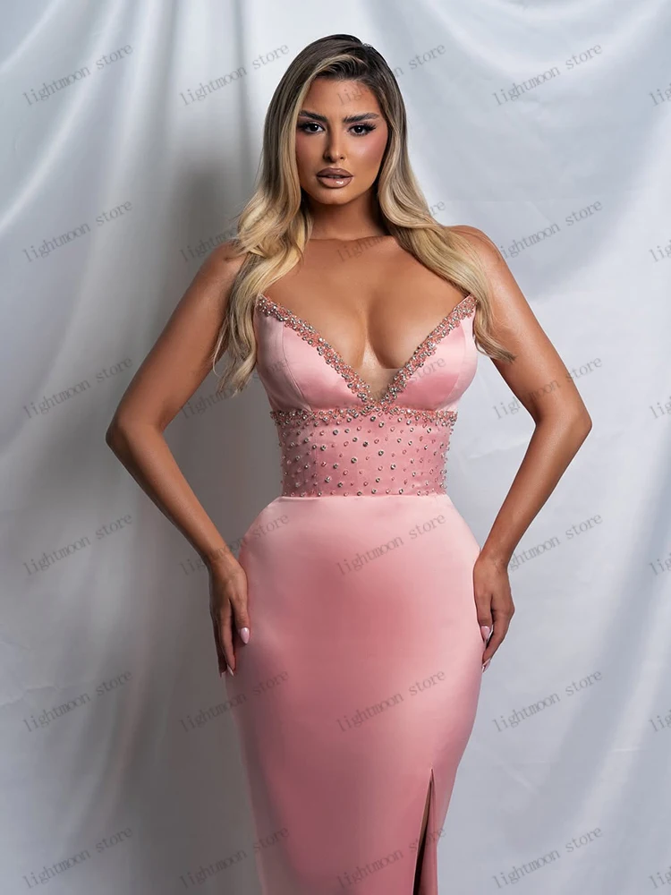 Klassieke galajurken Elegante avondjurk Glamoureuze gewaden Eenvoudig satijn Hoge split Vloerlengte Vestidos De Gala Aangepast 2025