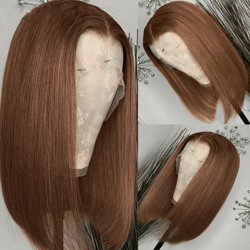 Korte Bob Pruiken Chocoladebruin Bordeaux Honing Blonde Kant Voor Pruiken 13x4 Bob Transparant Kant Frontale Menselijk Haar pruiken Voor Vrouwen