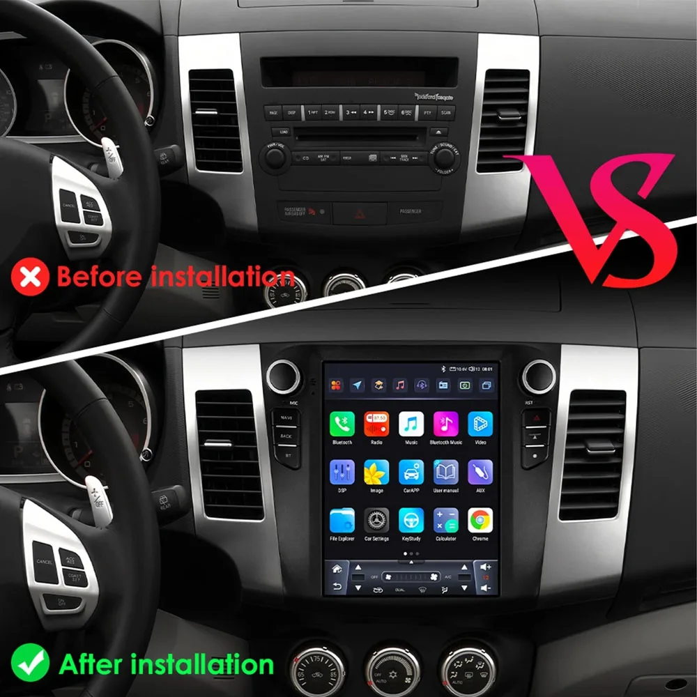 9.7inch For Mitsubishi Outlander Xl 2 2008-2011 Car Radio Navigation Car Multimedia Wireless BT Carplay QLED Screen