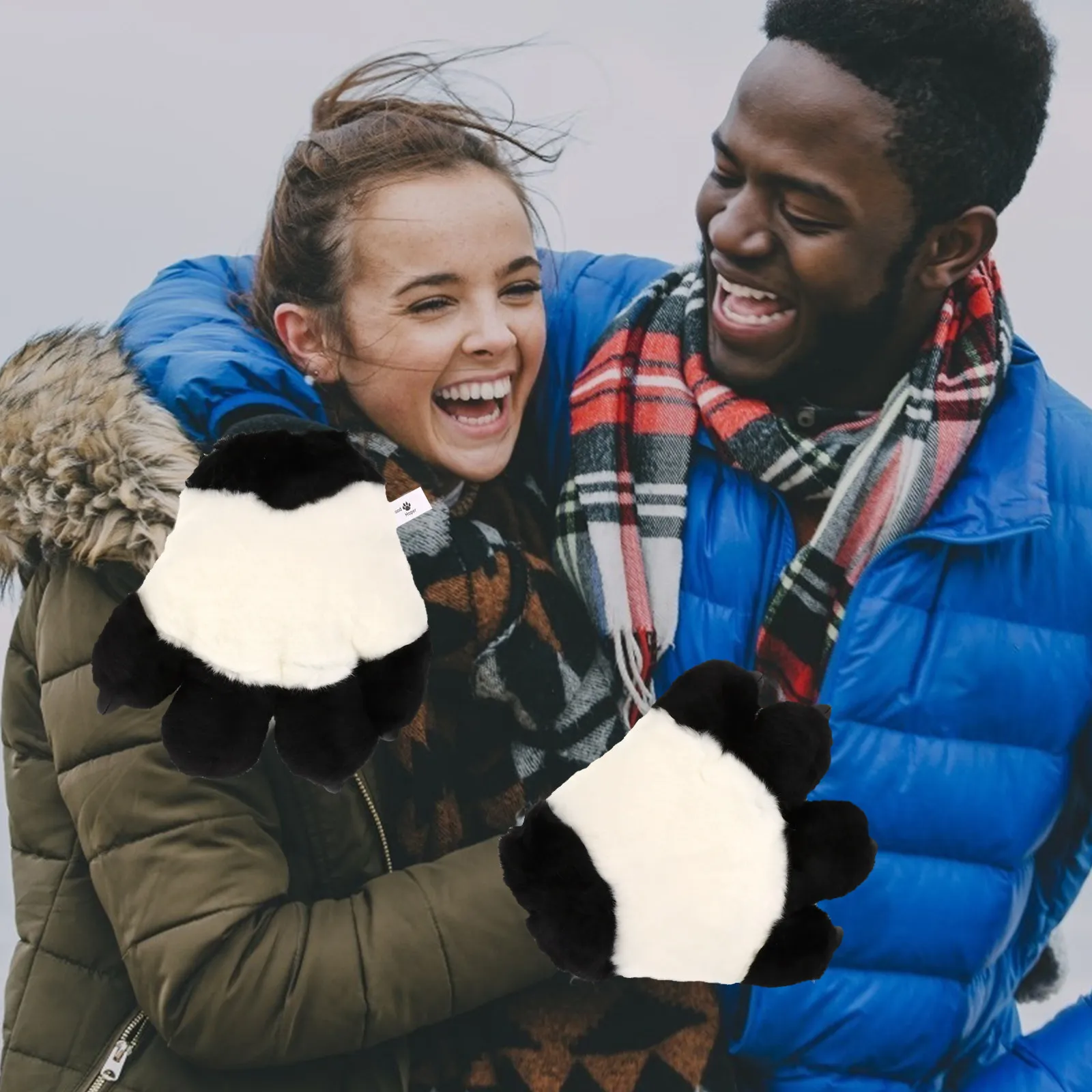 

Пара перчаток-лапок животных для косплея, зимний теплый аксессуар, реквизит для ролевых игр, дизайн в виде лап медведя и тигра