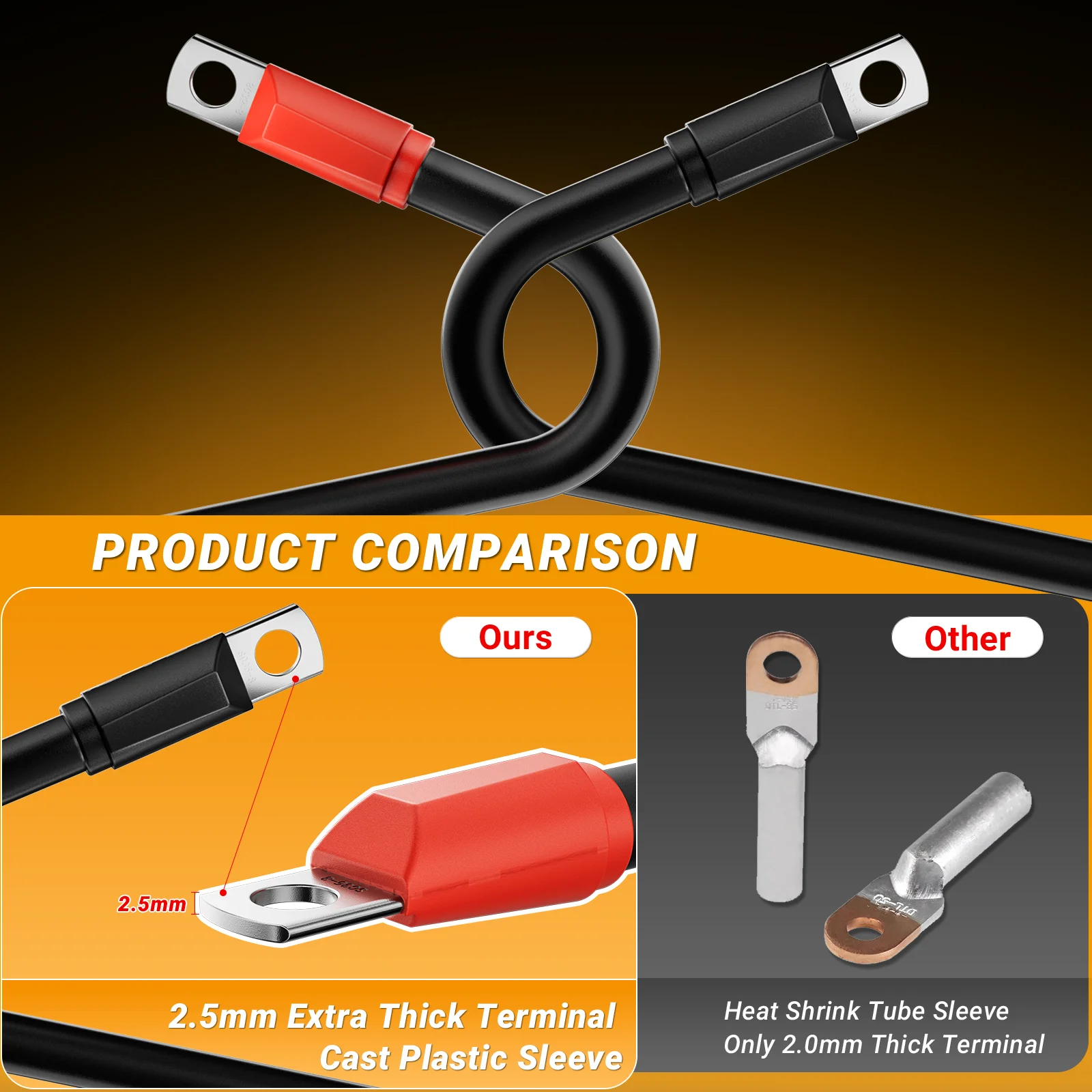 超長純銅ワイヤーラグ、バッテリーケーブルセットはezgo94-upメダリストtxtに適合、6面高圧配線、4ゲージ