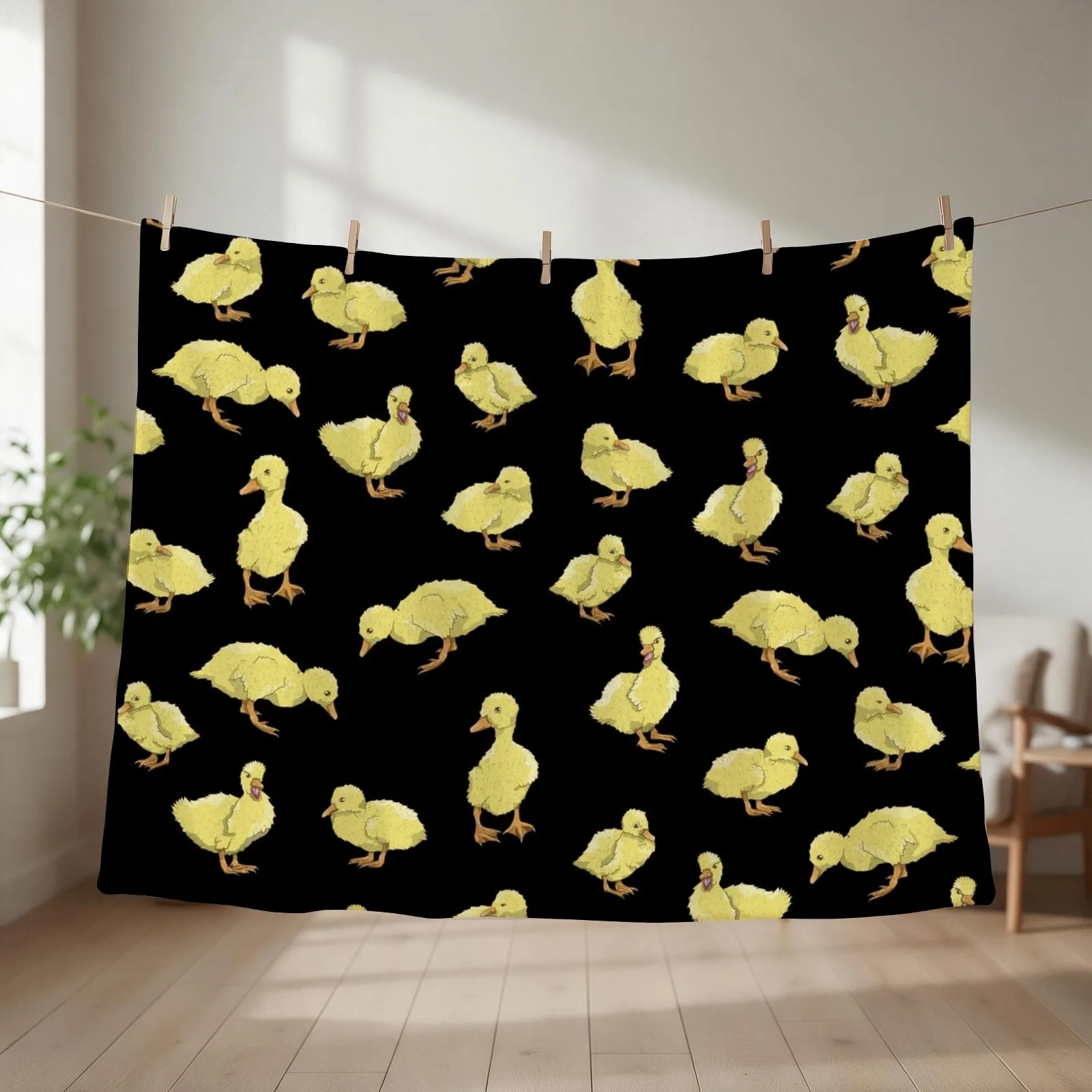 Cute Yellow duckling pattern Throw Blanket couch cozy soft plush fuzzy picnic outdoor blanket