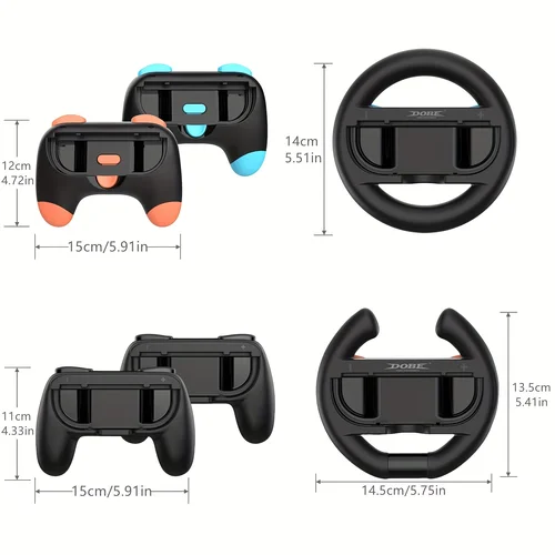 Imagen 2 del producto Paquete de 4 accesorios, empuñaduras de Control, volante, paquete de fiesta deportiva familiar para Nintendo Switch 2, experiencia de juego mejorada Joy Con