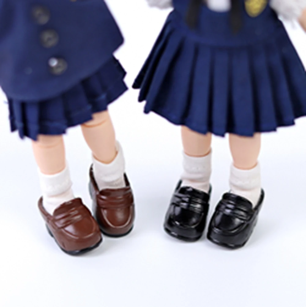 Sepatu boneka OB11 sepasang sepatu siswa sepatu plastik Anime Jepang Ob11 1/12 sepatu boneka Bjd JK, aksesori boneka YMY