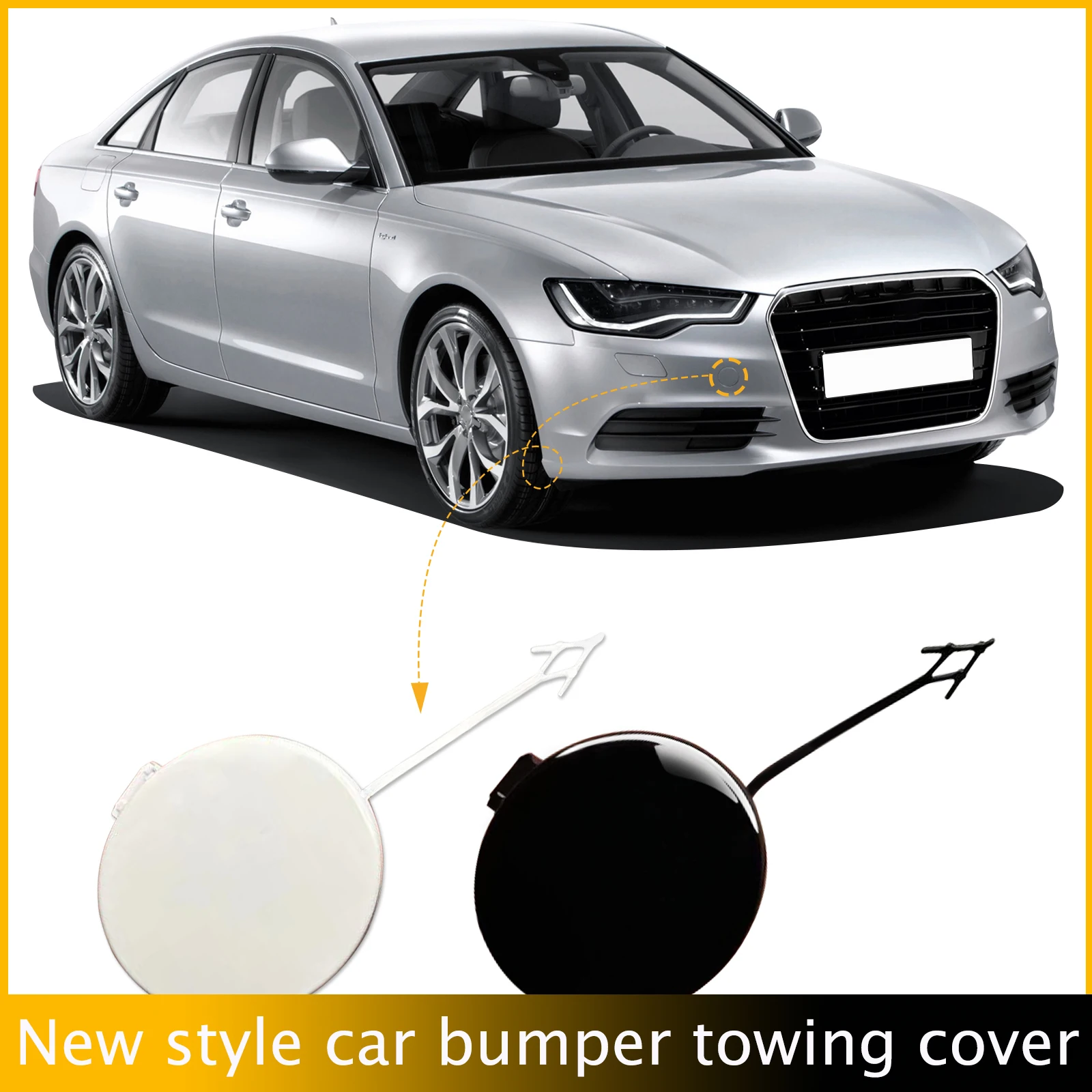 

Front Bumper Tow Hook Cap Towing Eye Cover For Audi A6 2012-2015 4G0807241 4G0807241GRU Right Passenger Side