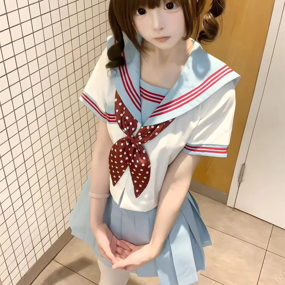 Abito da marinaio a maniche lunghe/corte per adolescenti Marinaio coreano Fuku Ragazze delle scuole superiori giapponesi Studenti delle scuole cosplay Uniformi Jk Donne