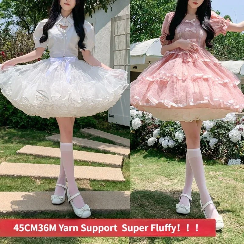 Mehr schicht ige gekräuselte Petticoats für Frauen flauschiger Blasen rock Krinoline Unterrock kein Reifen ohne Knochen Lolita Puffrock Minirock