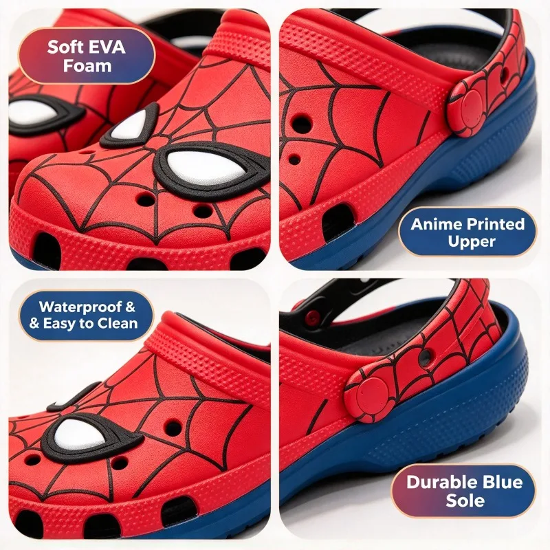 Crocs New Masked Spider-Man Second Generation Joint Hole Shoes Outdoor Non-slip Breathable Sandals Beach Shoes view 3