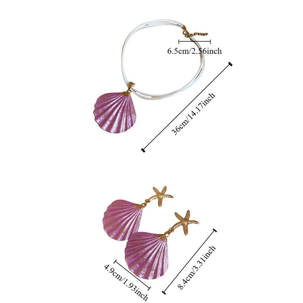 سلسلة البحر شل نجم البحر قلادة الحلي قابل للتعديل البوهيمي شل قلادة الخماسي سبائك الأقراط قلادة