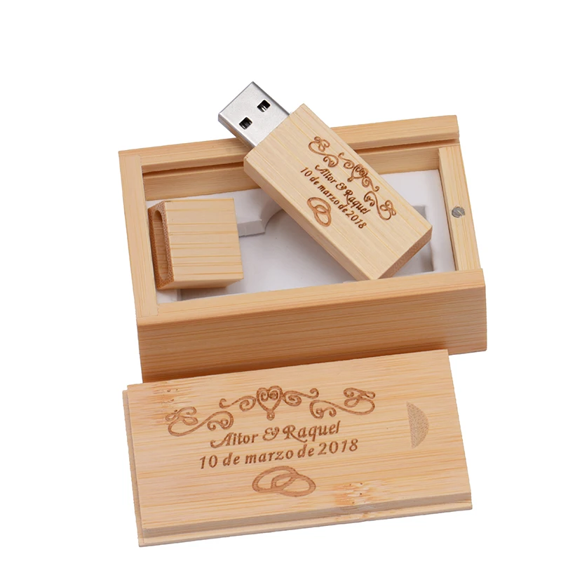 Tự Do Tùy Chỉnh LOGO Chụp Ảnh Bằng Gỗ USB 2.0 Flash Drive 32GB Camera Bút 64GB Thẻ Nhớ 128GB Cưới hộp Quà Tặng 10 Cái/lốc
