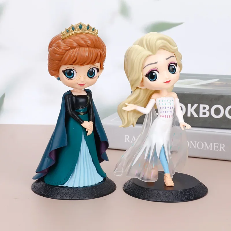 Disney New 15cm Q Posket Frozen Queen Princess Elsa Anna Figure Model Toys Cake Figure  Dolls Gifts Home Decor Birthday Party