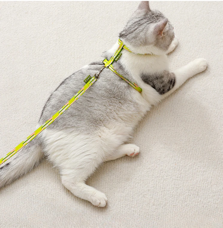 Cat Pulling Rope Collar I-Shaped Vest Adjustable Anti Breaking Loose out