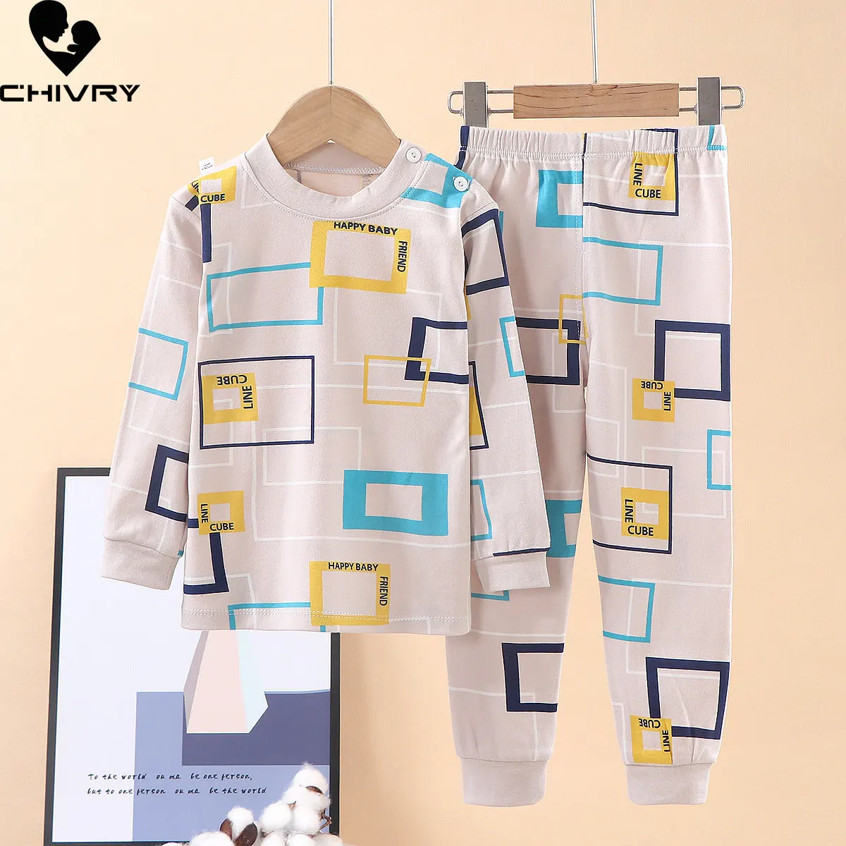 Neue Kinder Jungen Mädchen Pyjamas Sets Cartoon Print Langarm Nette T-Shirt Tops mit Hosen Kleinkind Baby Herbst Pyjamas Nachtwäsche