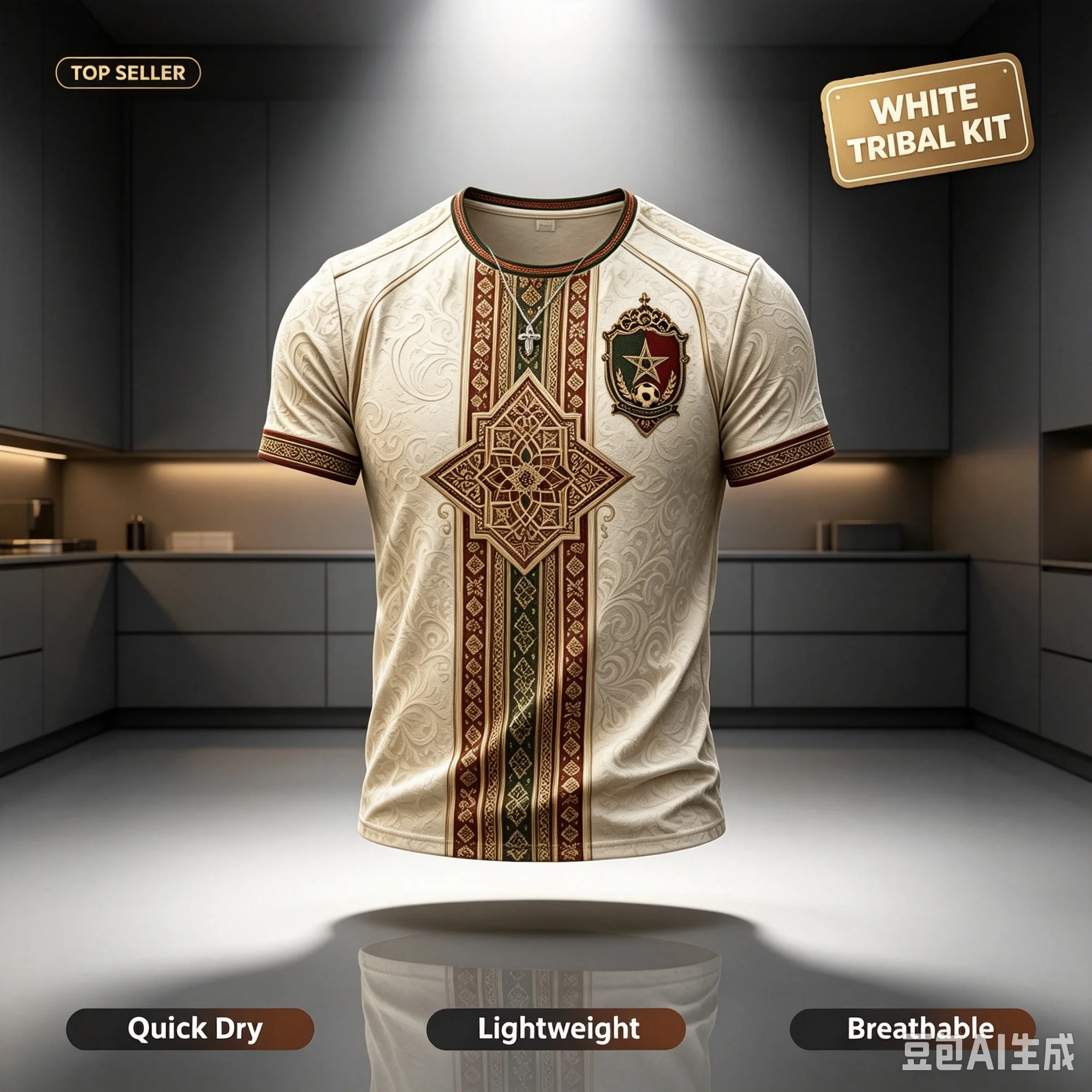 2026 New Men's Morocco Islamic 3D Printed Football T-shirt Suitable for Daily and Training Wear Quick Drying Parent-child Tee