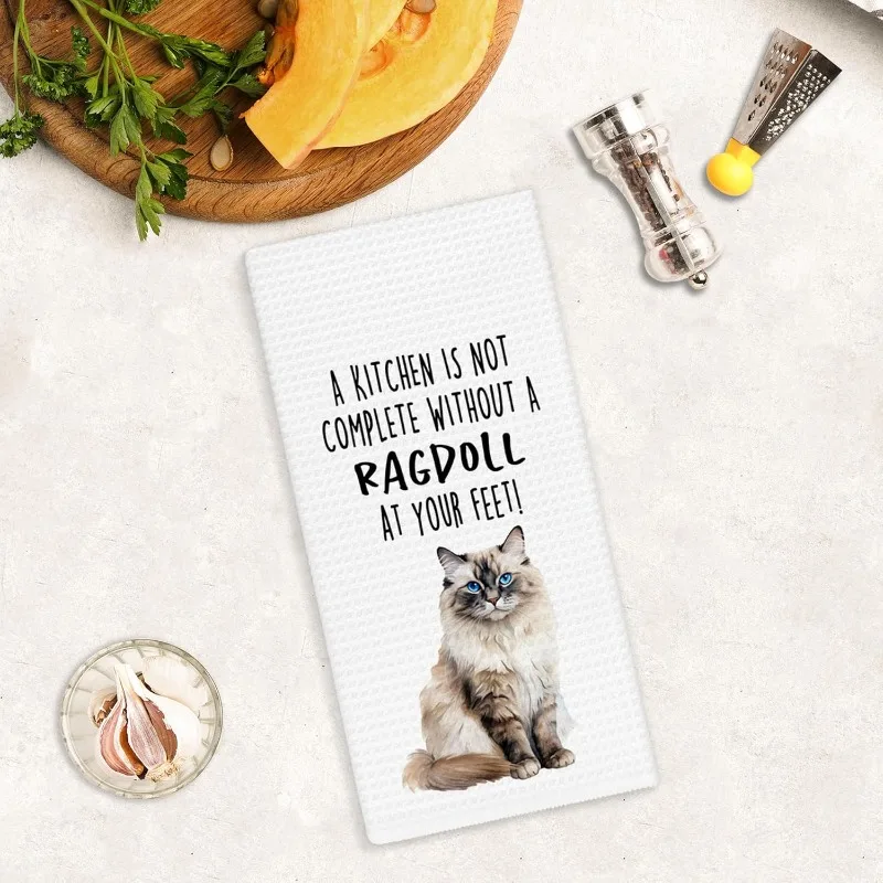 pc Ragdoll Cat Quote Printed Kitchen Towel, Soft Absorbent Hand Towel, Perfect for Kitchen, Dining Room, Bathroom, Dorm