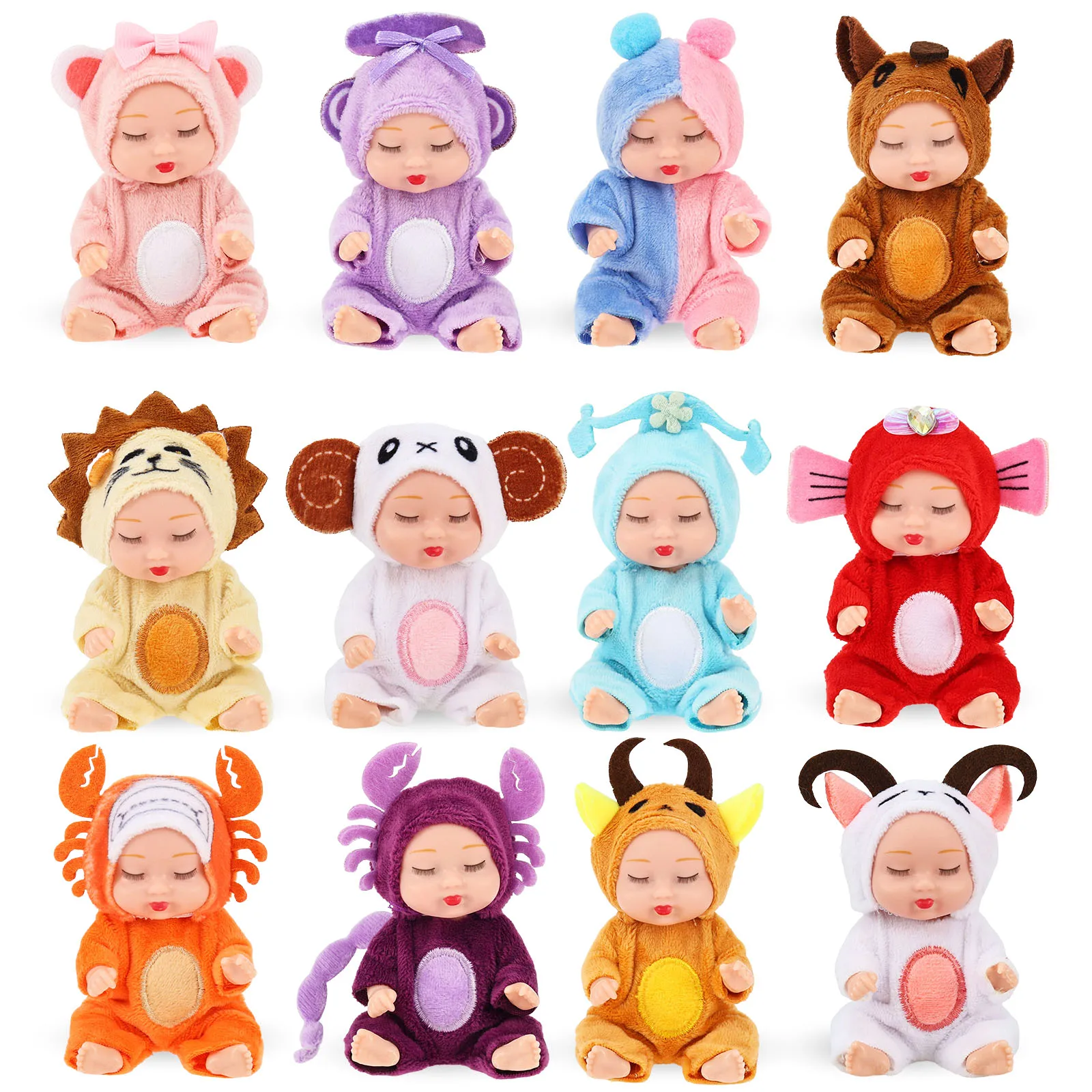6/12 Pcs Mini Reborn Baby Dolls Toy Set Realistic Mini Baby Doll with Outfit Open Eye Design Babies Dolls for Toddlers Present