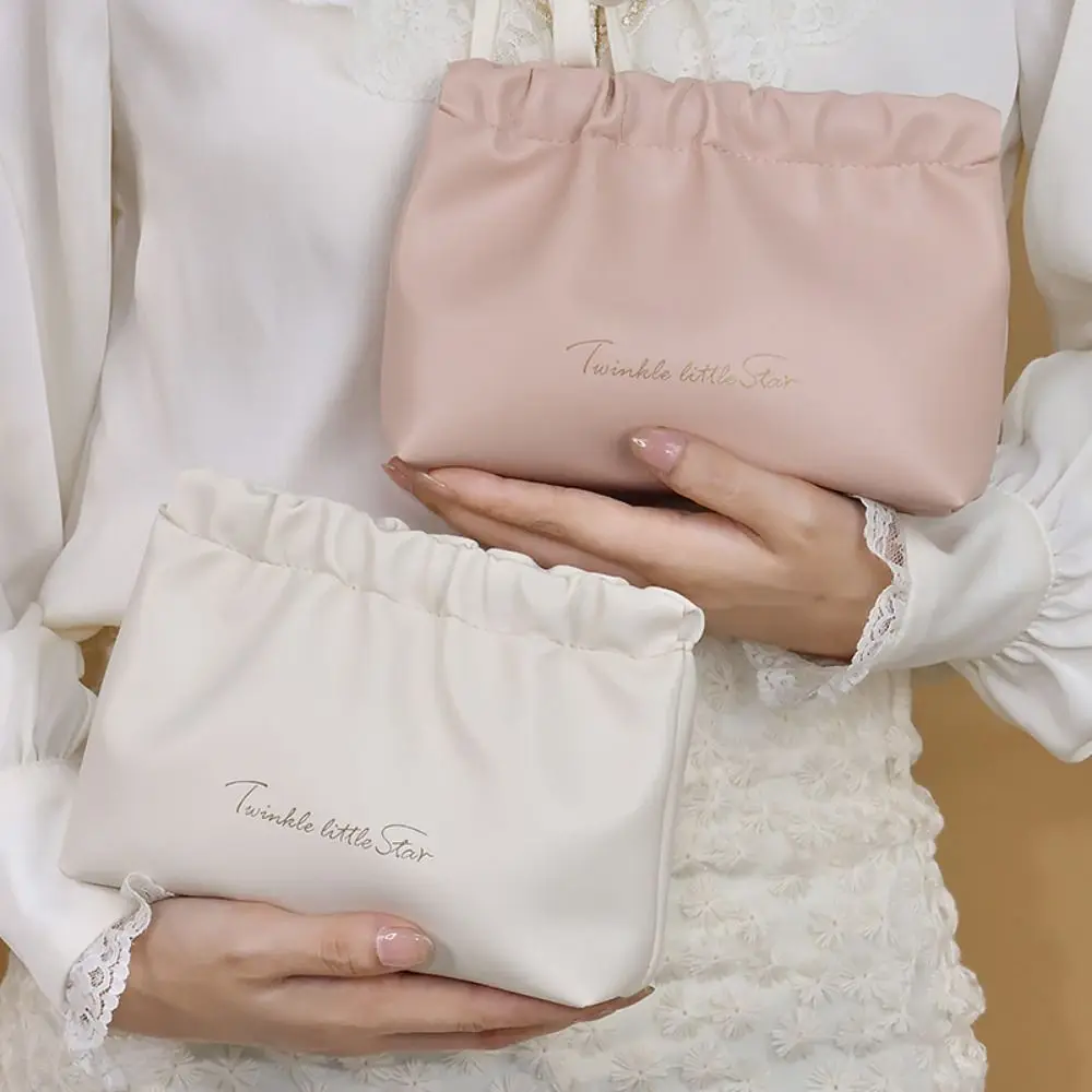 Mini trousse de maquillage en cuir PU, sac de rangement, porte-monnaie, pochette à bijoux à fermeture automatique, sac à ressort pour filles