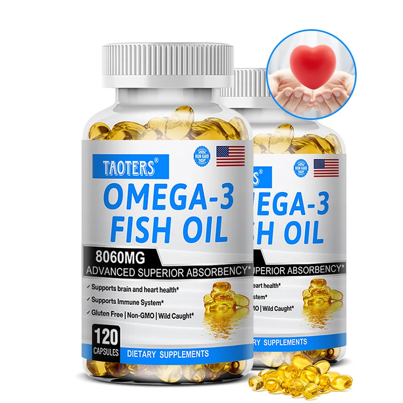 Fish Oil Omega 3 - Helps Improve Eyes, Joints, Antioxidants, Improves Skin Health, Brain Function and Supports Immunity