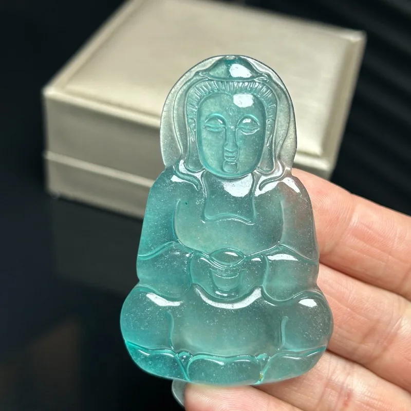 

Natural High Ice Light Green Guanyin Pendant, Fashionable and Elegant Temperament Jewelry