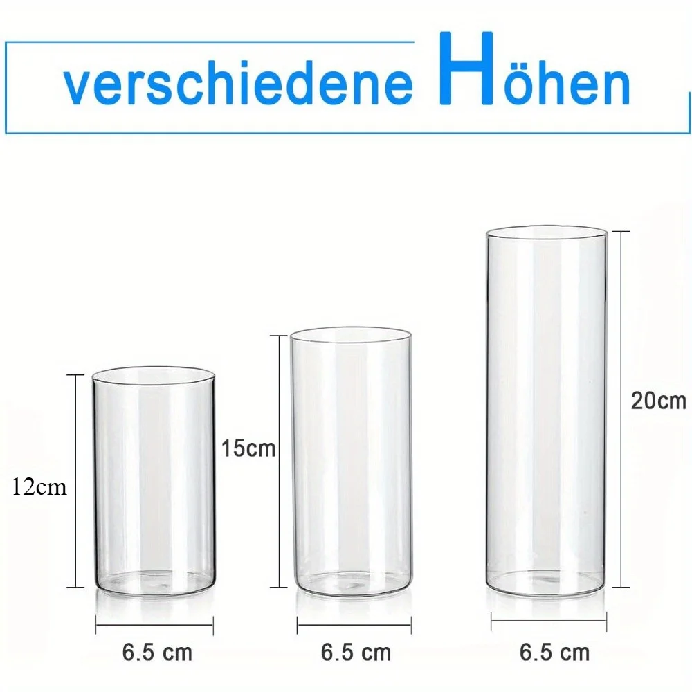 Ensemble de 15 vases en verre, vases cylindriques pour la décoration de table, vases en verre, vases à tulipes, grands vases, porte-bougie