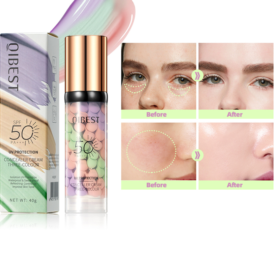  QIBEST Protective Pre-makeup Cream Even Skin Tone Brightening Base Mild Non-irritating Isolation Concealer 