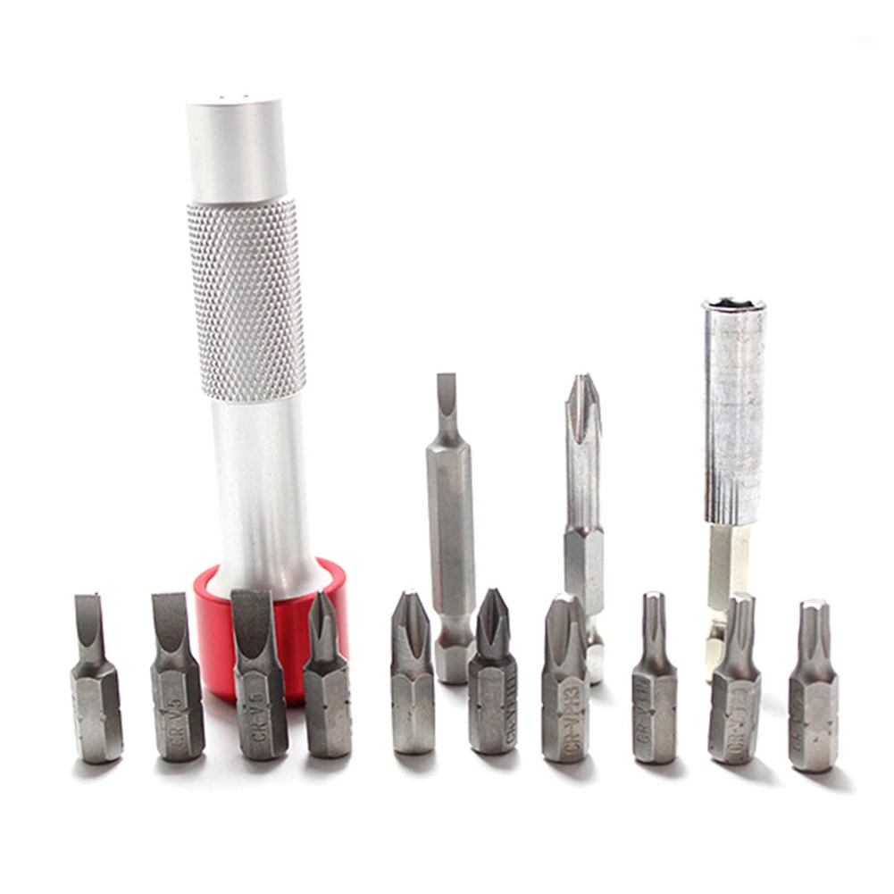 Professional grade Tool 14pcs Set of Aluminum Screwdriver Handles Bit Conversion Tools Manual Drilling Repair Set