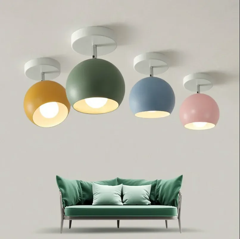 Nordic Led Ceiling Light Macaron Modern Ceiling Lamp for Living Room Bedroom Luminaire Indoor Lights Ball Lamp Lighting Fixtures