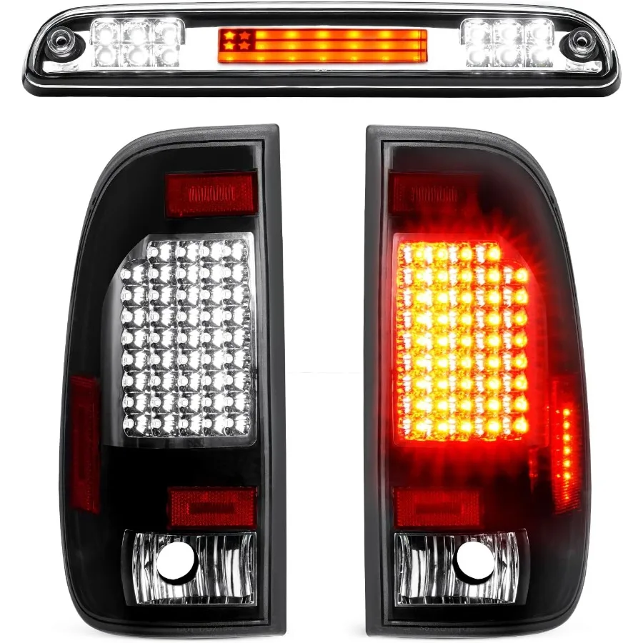 

LED Tail Light Assembly with 3rd Brake Light for F250 F350 F450 F550 Super Duty 19992007 Trucks Compatible with Styleside and F